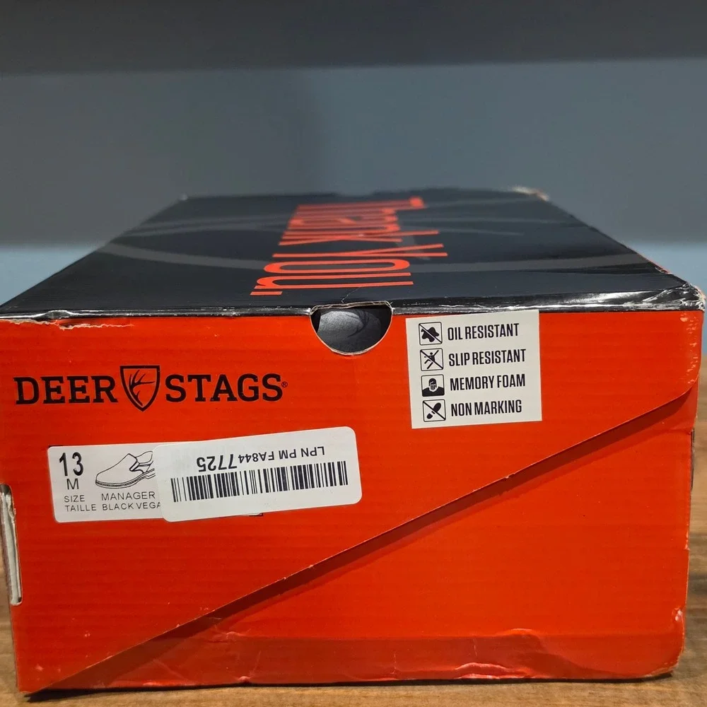 Deer Stags Mens Manager Vega Slip On Work Shoes Black Non Slip Memory Foam Sz 13